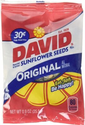 DAVID Sunflower Seeds, Original Flavor, 0.9 oz. (Pack of 36)