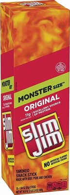 Slim Jim Monster Smoked Meat Sticks, Original Flavor, 1.94 oz. 18-Count
