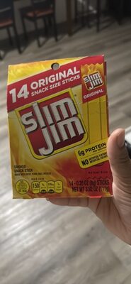 Slim Jim Smoked Meat Sticks, Original Flavor, 6g Protein Per Serving, 0.28 oz. (14-Count)