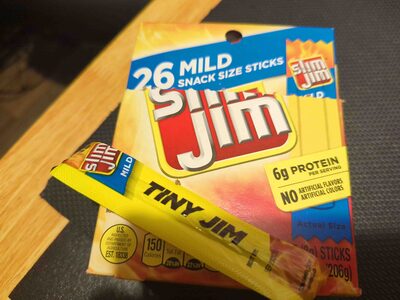 Slim Jim Smoked Meat Sticks, Mild Flavor, 6g Protein Per Serving, Snack Size, 0.28 oz. (26-Count)