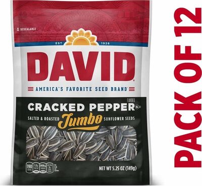 DAVID Jumbo Sunflower Seeds, Cracked Pepper Flavor, 5.25 oz.