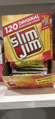 Slim Jim Smoked Meat Sticks, Original Flavor, 6g Protein Per Serving, 0.28 oz. (120-Count)