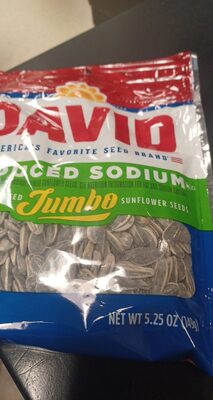 DAVID Reduced Sodium Jumbo Sunflower Seeds, Original Flavor, 5.25 oz.