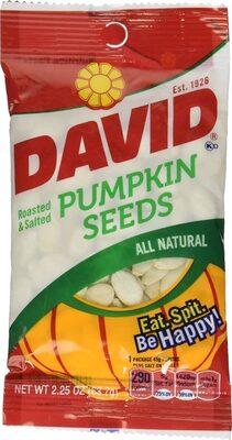 DAVID All Natural Pumpkin Seeds, 2.25 oz.