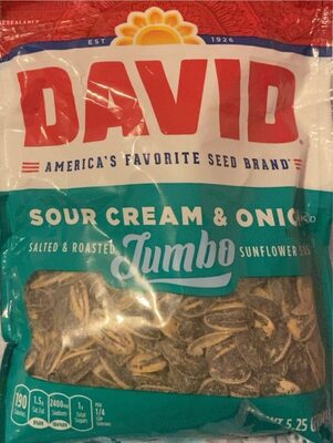 DAVID Jumbo Sunflower Seeds, Sour Cream and Onion Flavor, 5.25 oz.