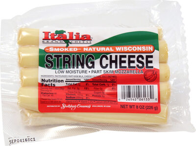 Low-Moisture Part-Skim Mozzarella Smoked Natural Wisconsin String Cheese, Smoked