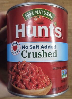 Hunts No Salt Added Crushed Tomatoes, 28 oz. Can