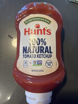 Hunts 100% Natural Tomato Ketchup, No High Fructose Corn Syrup, 32 oz. Squeeze Bottle