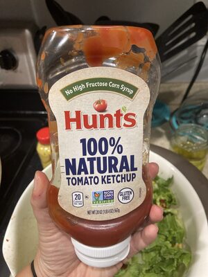 Hunts 100% Natural Tomato Ketchup, No High Fructose Corn Syrup, 20 oz. Squeeze Bottle