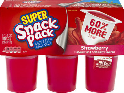 Snack Pack Super Size Strawberry Flavored Juicy Gels Cups, 5.5 oz., 6-Count