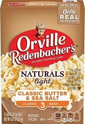 Orville Redenbachers Microwave Popcorn, Naturals Light Classic Butter and Sea Salt Popcorn, 2.7 oz., 3-Count