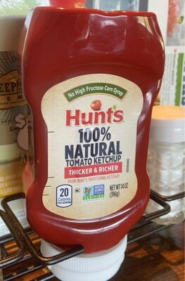Hunts 100% Natural Tomato Ketchup, Inverted Red Bottle 20/14 oz