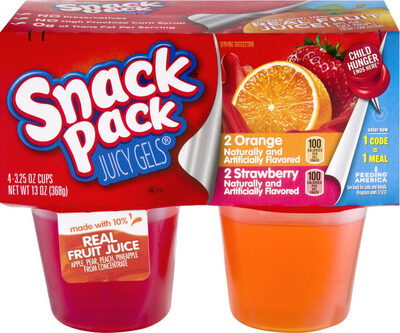 Snack Pack Strawberry and Orange Flavored Juicy Gels Cups, 3.25 oz., 4-Count