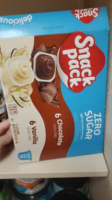 Snack Pack Zero Sugar Chocolate Pudding and Vanilla Pudding, 3.25 oz Pudding Cups, 12 Count Family Pack