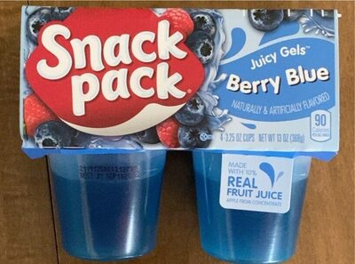 Snack Pack Berry Blue Flavored Juicy Gels, 3.25 oz Snack Cups, 4 Count, 12 Pack