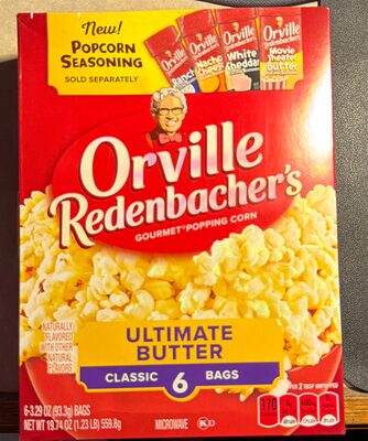 Orville Redenbachers Microwave Popcorn, Ultimate Butter Flavor, 3.29 oz., 6-Count