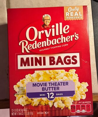 Orville Redenbachers Microwave Popcorn Mini Bags, Movie Theater Butter Flavor, 1.5 oz., 12-Count