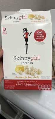 Orville Redenbacher's Skinnygirl Butter & Sea Salt Microwave Popcorn, 15 oz. Mini Bag, 10 Count