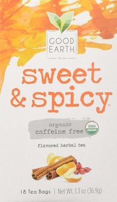 Sweet & Spicy Organic Caffeine Free Herbal Tea Bags, Sweet & Spicy