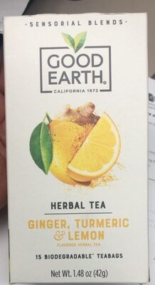 Ginger, Turmeric & Lemon Herbal Teabags, Ginger; Turmeric; Lemon
