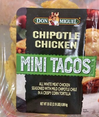 Chipotle Chicken All White Meat Chicken Seasoned With Mild Chipotle Chile In A Crispy Corn Tortilla Mini Tacos, Chipotle Chicken