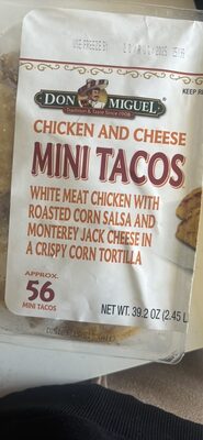 Chicken And 2-Cheese White Meat Chicken, 2 Cheeses And Roasted Corn Salsa In A Crispy Corn Tortilla Mini Tacos, Chicken And 2-Cheese
