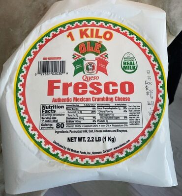 Queso Fresco Authentic Mexican Crumbling Cheese, Queso Fresco