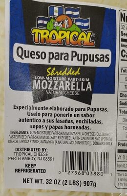 Shredded Low-Moisture Part-Skim Mozzarella Natural Cheese