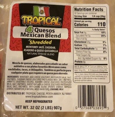 Shredded 4 Quesos Mexican Blend Natural  Cheese
