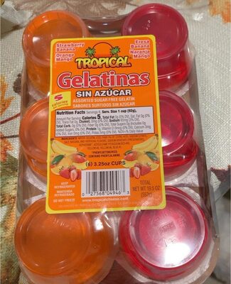 Assorted Sugar Free Gelatin, Strawberry Banana; Orange; Mango