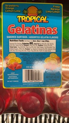 Assorted Flavors Gelatin, Strawberry; Orange; Lemon-Lime