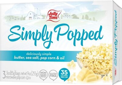 Jolly Time Simply Popped Microwave Popcorn, 3 Oz, 3 Count