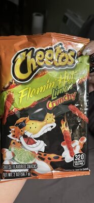 Cheetos Crunchy Flamin Hot Limon Cheese Flavored Snacks 2 Ounce Plastic Bag