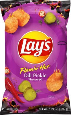 Flamin' Hot Dill Pickle Flavored Potato Chips, Dill Pickle