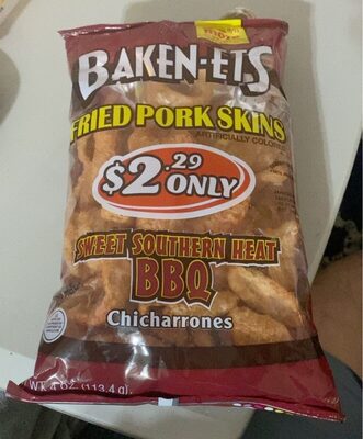 Sweet Southern Heat BBQ Flavored Chicharrones Fried Pork Skins, Sweet Southern Heat BBQ
