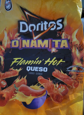 Dinamita Flamin' Hot Queso Rolled Flavored Tortilla Chips, Dinamita Flamin' Hot Queso