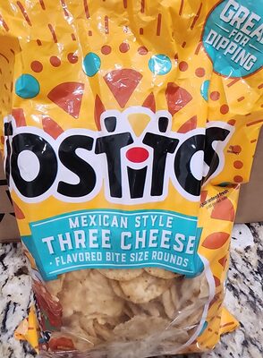Mexican Style Three Cheese Flavored Bite Size Rounds Tortilla Chips