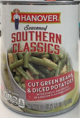 Seasoned Southern Classics Cut Green Beans & Diced Potatoes With Garlic And Spices In A Bacon Flavored Sauce, Seasoned Southern Classics