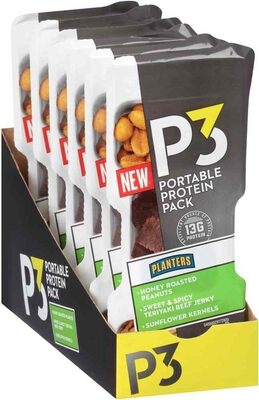 Honey Roasted Peanuts, Sunflower Kernels, Sweet & Spicy Teriyaki Beef Jerky Portable Protein Pack, Honey Roasted, Sweet & Spicy Teriyaki Beef