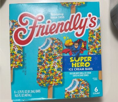 Friendly's Super Hero Ice Cream Bars, 2.75 Fl Oz, 6 Count, Vanilla