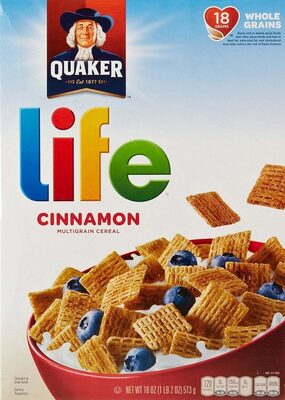 Quaker Life Cinnamon Cereal 18 Ounce Paper Box