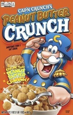 Cap'n Crunch's Peanut Butter Crunch Sweetened Corn & Oat Cereal 17.1 Ounce Paper Box