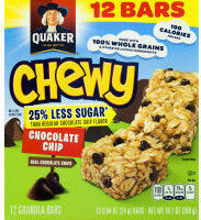 Chocolate Chip Flavor 25% Less Sugar Granola Bars, Chocolate Chip