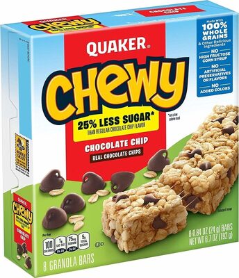 Chocolate Chip 25% Less Sugar Granola Bars, Chocolate Chip