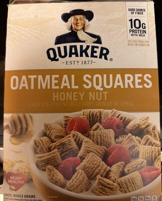 Honey Nut Flavor Oatmeal Squares Crunchy Oat Cereal, Honey Nut