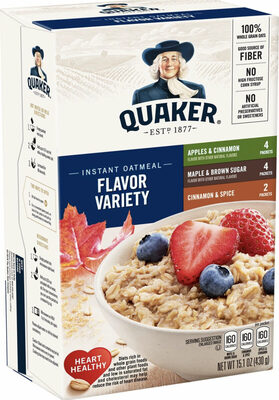 Quaker Instant Oatmeal Variety Pack (10 - 1.51 Ounce) 15.1 Ounce 10 Count Paper Packets