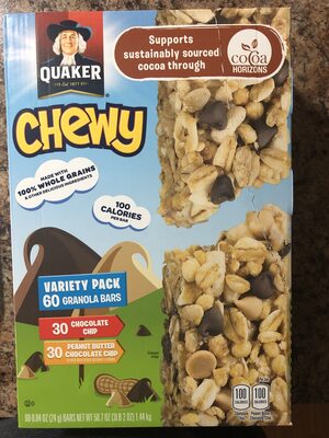 Quaker Chewy Granola Bars Variety Pack, 0.84 Oz, 60 Count