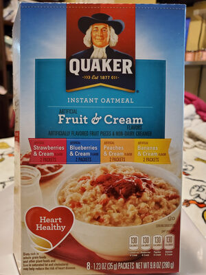 Quaker Fruit & Cream Instant Oatmeal Variety Pack (8-1.23 Ounce) 9.8 Ounce 8 Pack Paper Packets