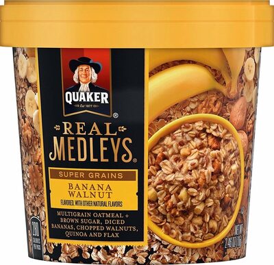Quaker Real Medleys Super Grain Banana Walnut Flavor Oatmeal 2.46 Ounce Cup