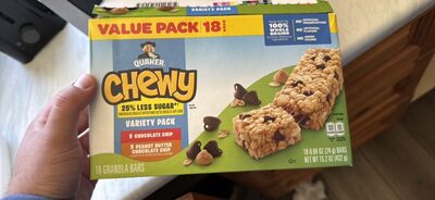 Quaker Chewy 25% Less Sugar Variety Pack Granola Bars (18 - 0.84 Ounce) 15.2 Ounce 18 Count Plastic Bag